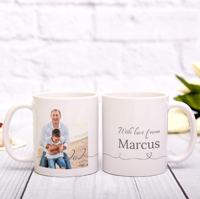 Picture of Dad Script Personalized Mug